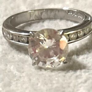 925 Sterling Silver  Sparkling Cubic Zirconia Solitaire Ring Sz 8